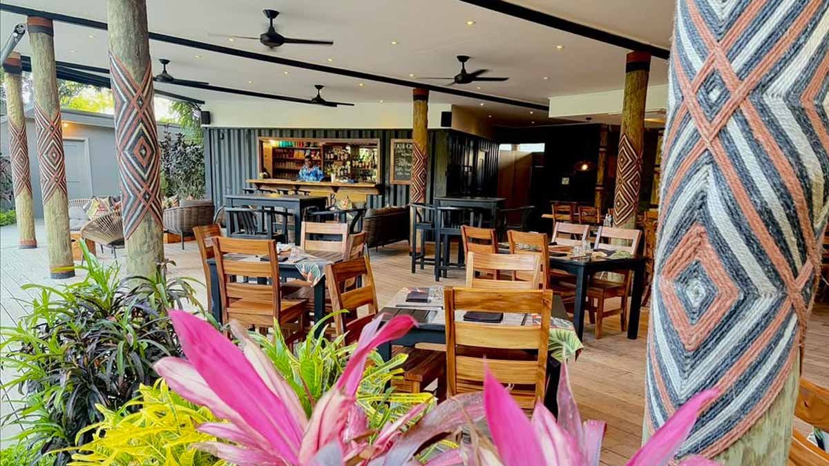 Open-air restaurant at Blue Lagoon Beach Resort