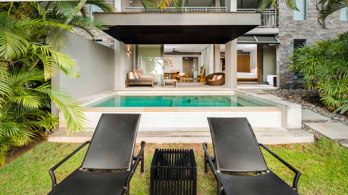 Private plunge pool and terrace of a One Bedroom Club Suite at InterContinental Fiji Golf Resort & Spa