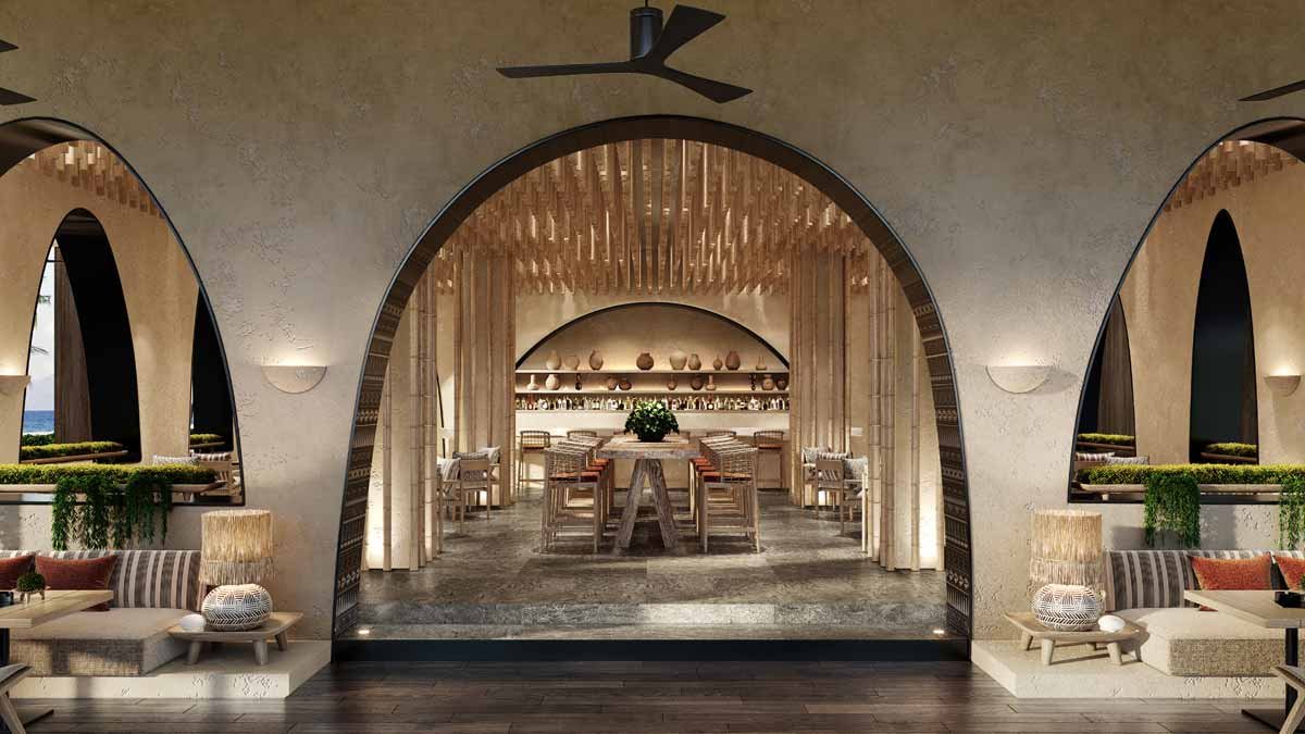 Arched lounge interiors at Crowne Plaza Fiji Nadi Bay Resort & Spa