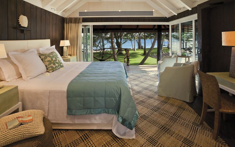 Dolphin Island guest bure suite opening towards the garden and sea