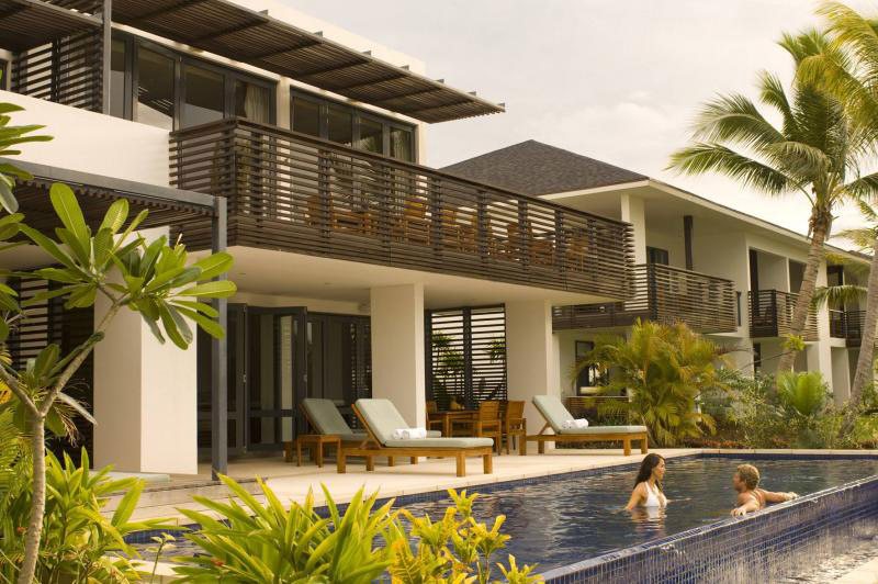 Hilton Fiji accommodation terrace beside a pool