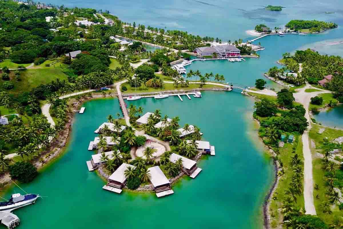 Island Villas surrounding a shared pool beside Musket Cove’s inland waterways