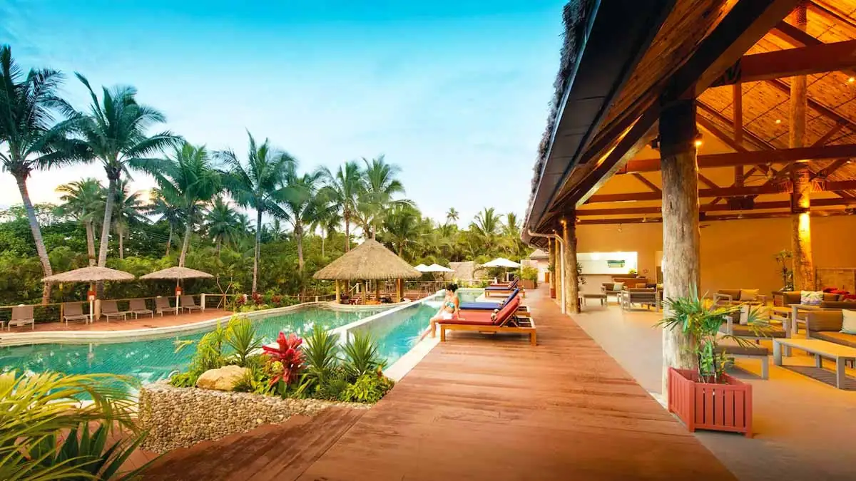 Vahavu adults-only pool and deck at Outrigger Fiji Beach Resort