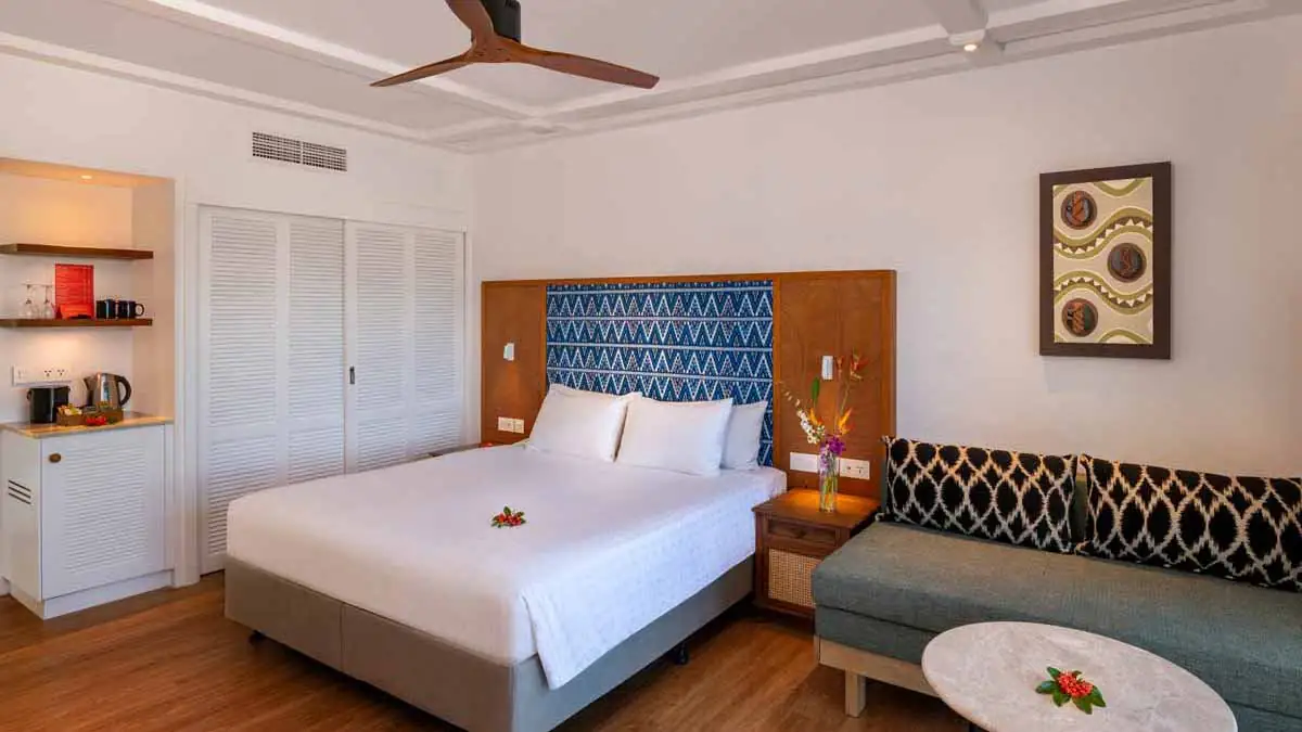King bedroom at Outrigger Fiji Beach Resort