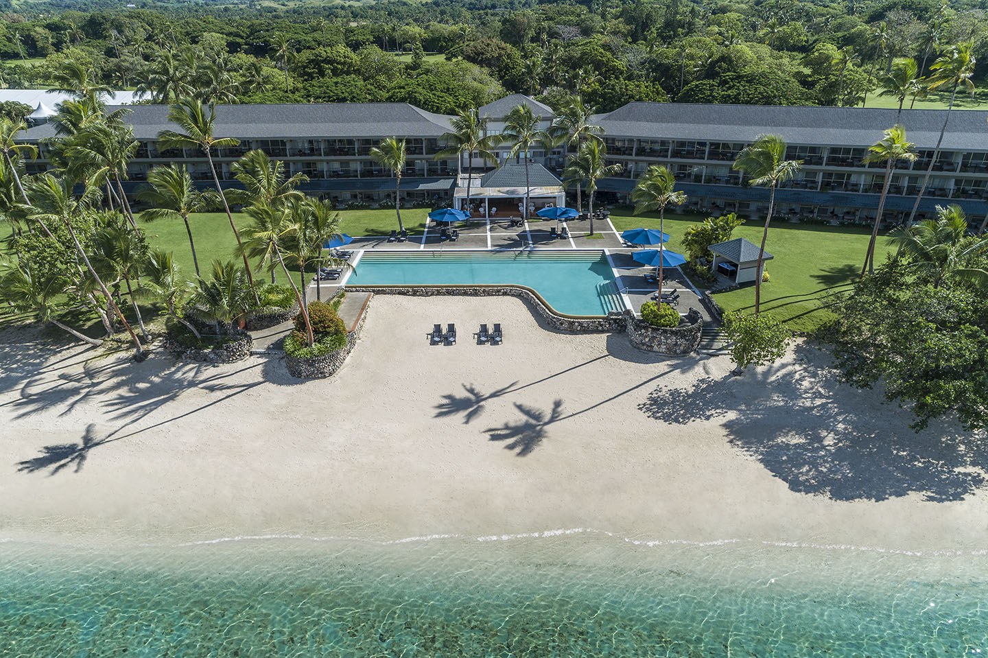 Reef Wing pool and beachfront at Shangri-La Yanuca Island, Fiji