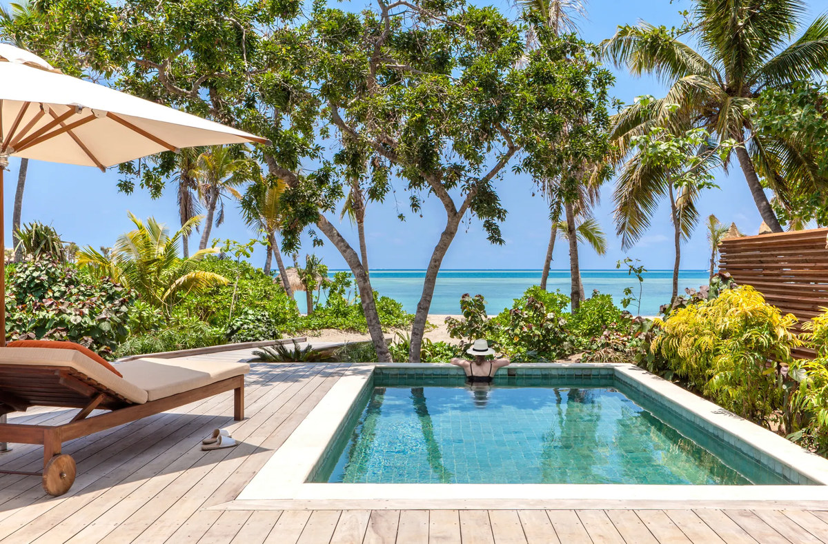Private pool and sea outlook at a Six Senses Fiji Beachfront Pool Villa