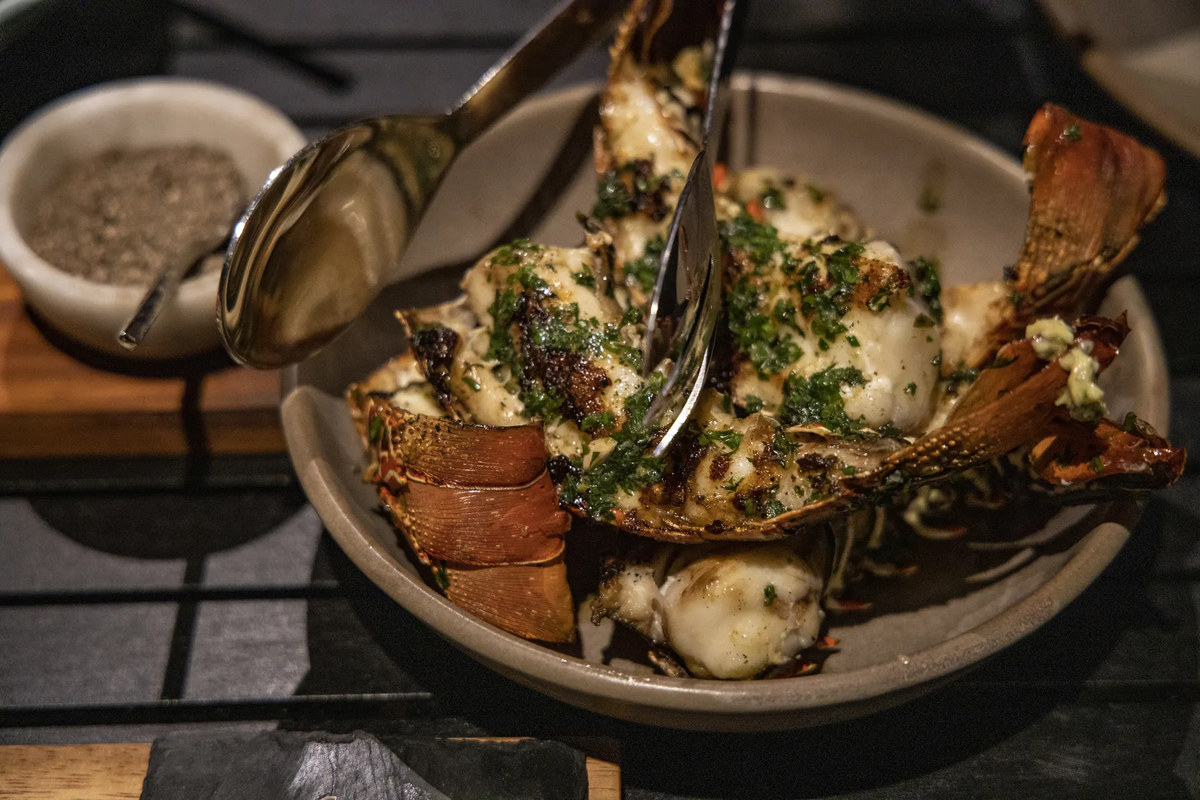 A plated lobster dish at Six Senses Fiji