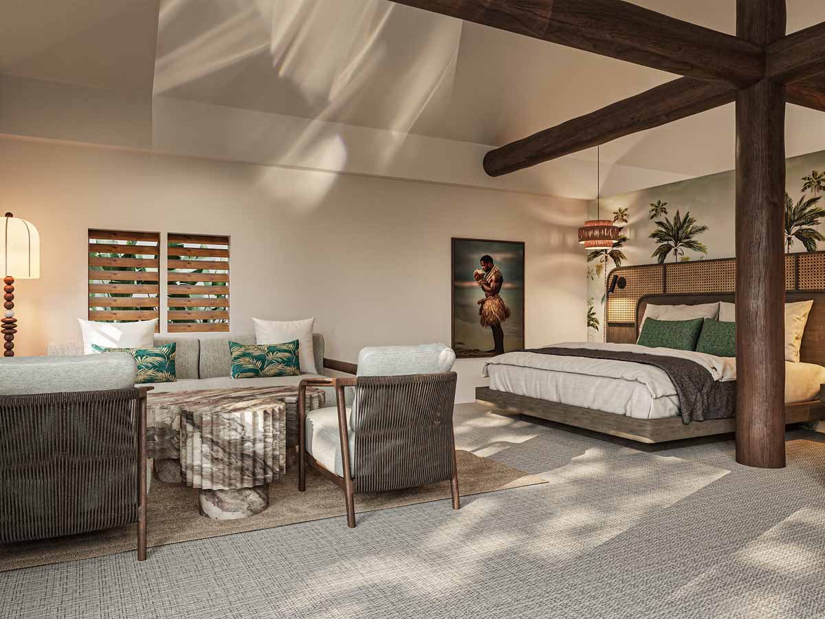 Open-plan accommodation interior at Tropica Island Resort