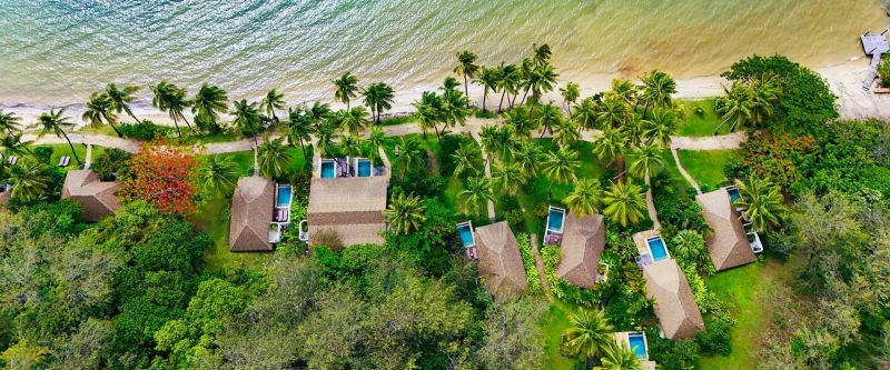 Tropica Island Resort beachfront bures and private pools beside the beach