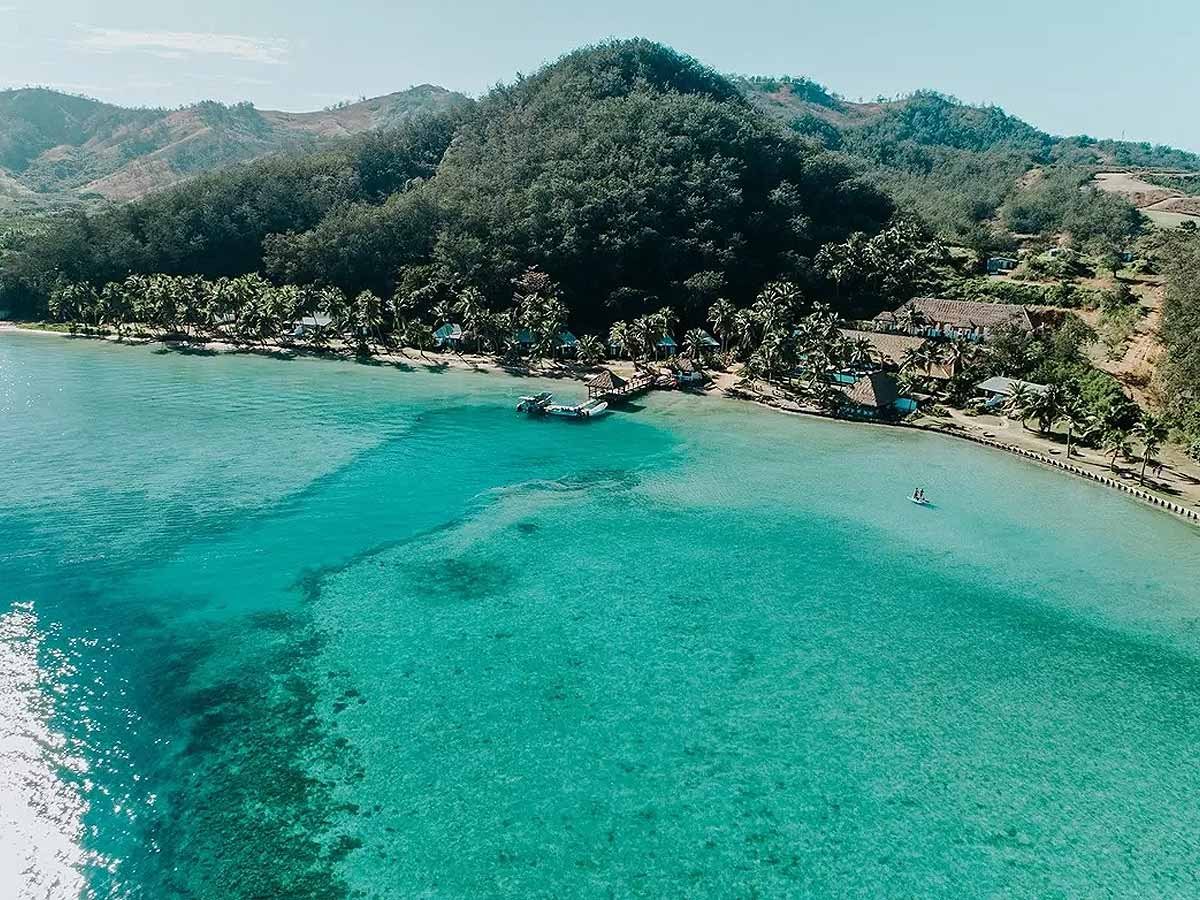 Tropica Island Resort and sheltered bay on Malolo Island