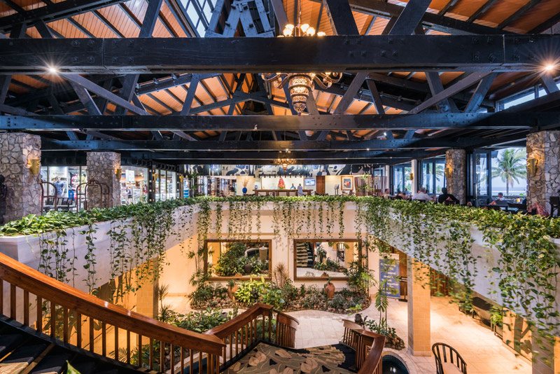 Open atrium and timber interiors at The Warwick Fiji