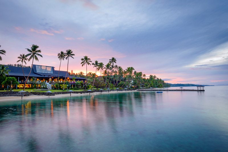 Sunset along the beachfront at The Warwick Fiji on the Coral Coast