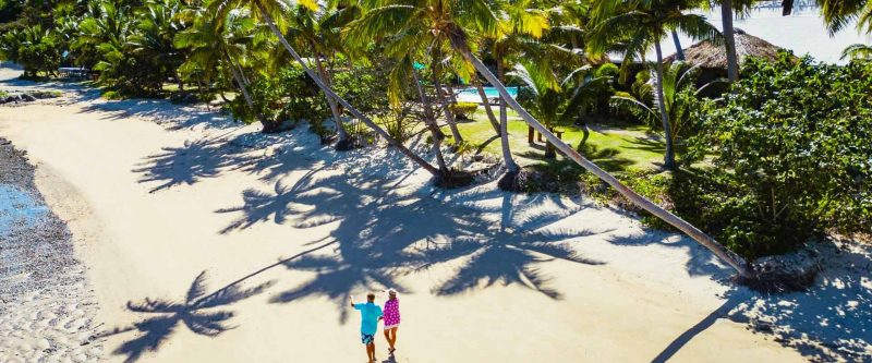 Palm-fringed beach at Waya Island Resort