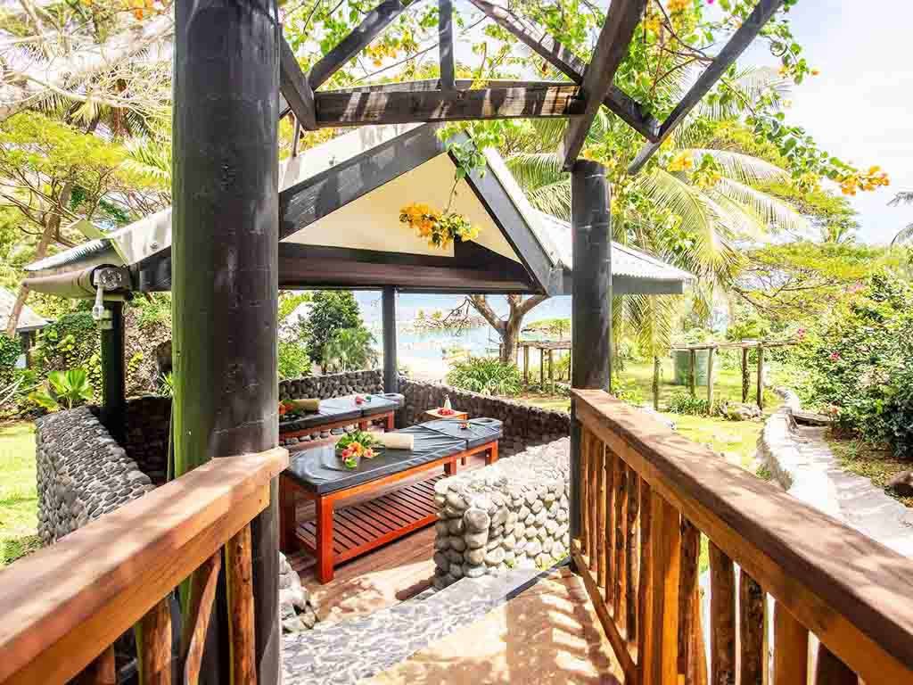 Open-air treatment pavilion at Waya Indulgence Day Spa