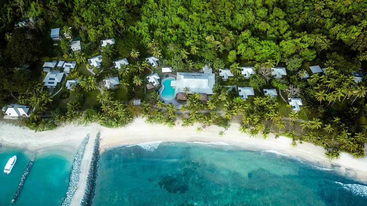 Waya Island Resort and its reef viewed from above