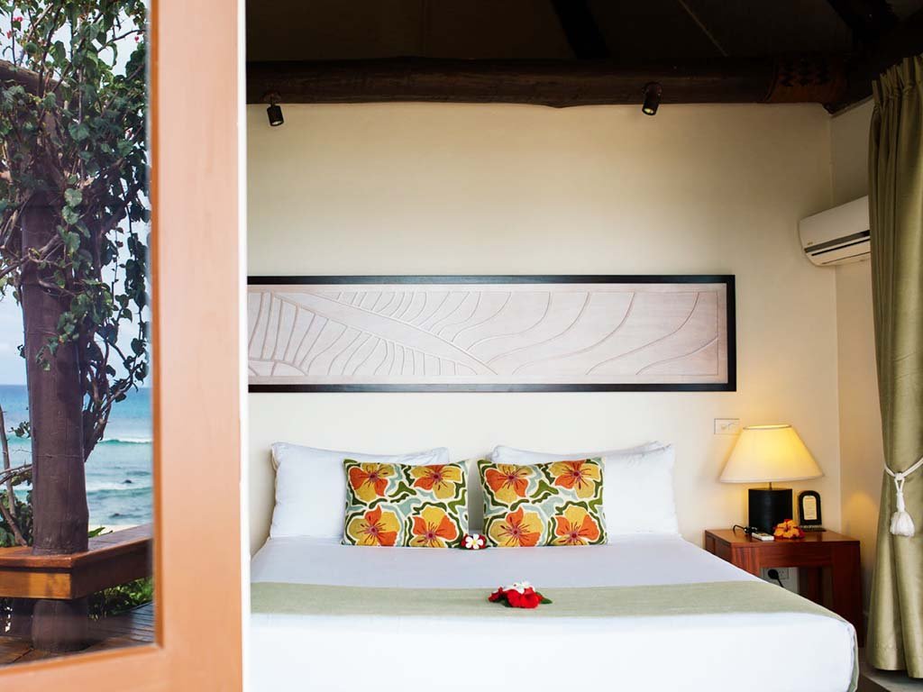 Bedroom in a Bure Suite at Yasawa Island Resort